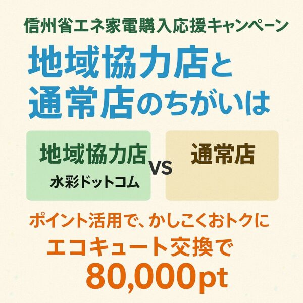 信州省エネ家電購入応援キャンペーン　地域協力店と通常店のちがい